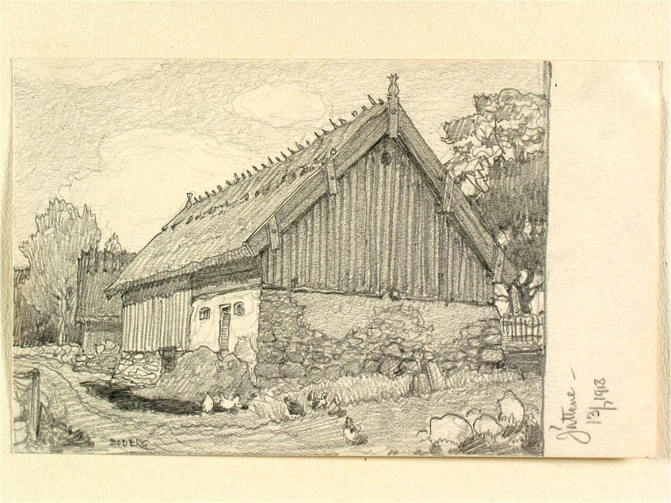 Västergötland, Gudhems hd. och sn., Jättene. Teckning av Ferdinand Boberg - Nordiska museet - NMA.0088558