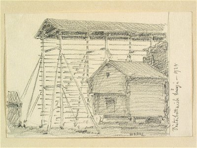 Västerbottnisk hässja . Teckning av Ferdinand Boberg - Nordiska museet - NMA.0088539