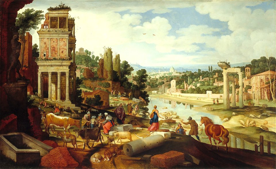 W. II van Nieulandt - Romeinse capriccio met het Septizodium, de Tombe van Porsenna en de Tempel van Vesta - NK2429 - Museum Boijmans Van Beuningen