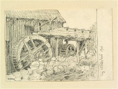 Västergötland, Kinds hd. Såg vid Redslared . Teckning av Ferdinand Boberg - Nordiska museet - NMA.0088583