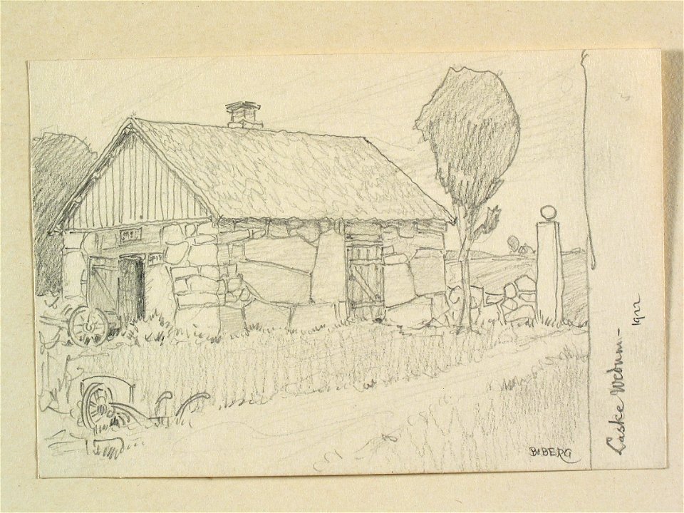 Västergötland, Laske hd., Vedum. Teckning av Ferdinand Boberg - Nordiska museet - NMA.0088592