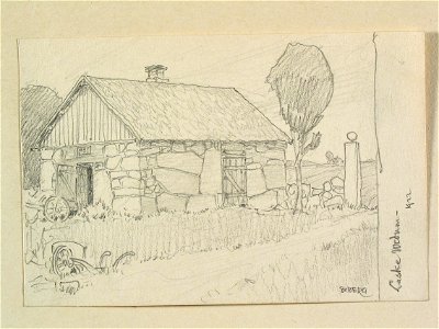 Västergötland, Laske hd., Vedum. Teckning av Ferdinand Boberg - Nordiska museet - NMA.0088592