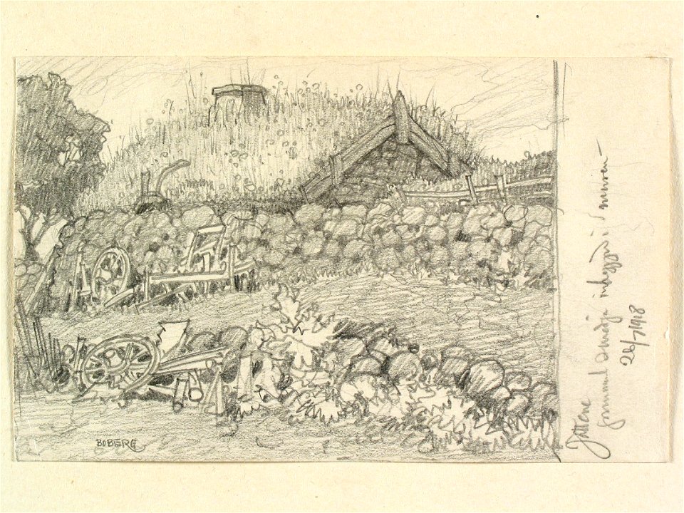 Västergötland, Gudhems hd., Friggeråkers sn., Jättened. Gammal smedja inbyggd i muren - Nordiska museet - NMA.0088553