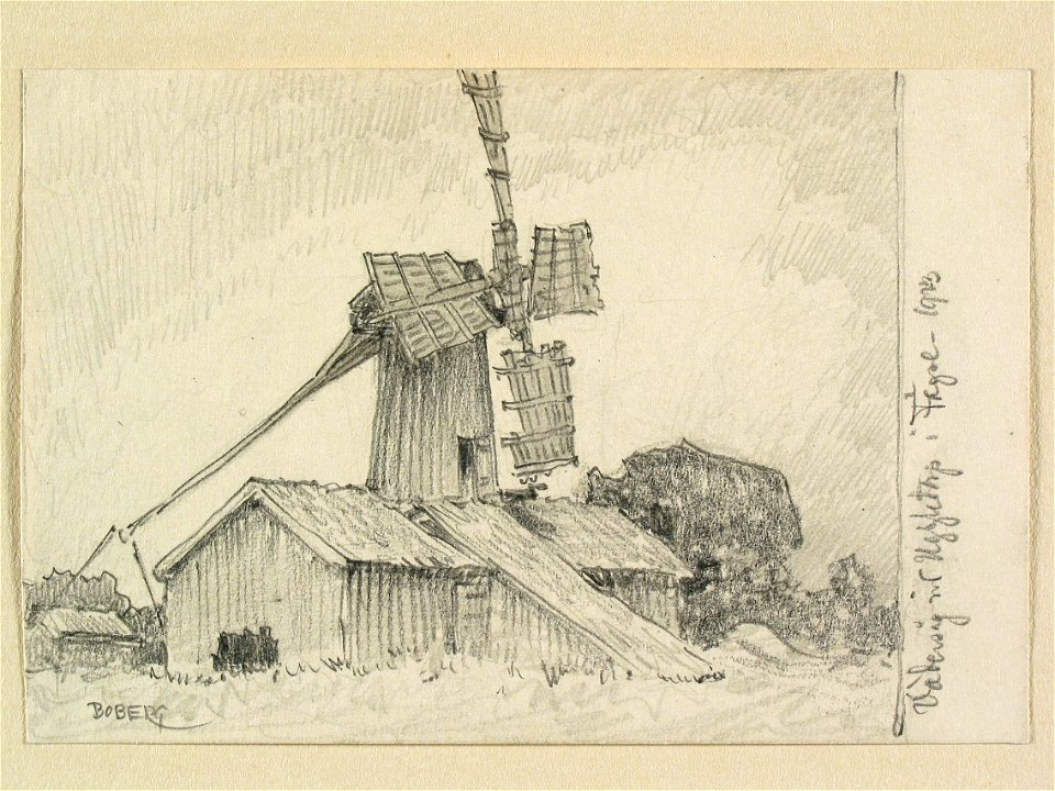 Västergötland, Vadsbo hd., Fägre sn. Vädersåg vid Uggletorp i Fägre . Teckning av Ferdinand Boberg - Nordiska museet - NMA.0088556