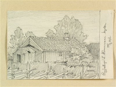 Västergötland, Marks hd., Kinnarumma sn. Ryggåsstuga vid Kinnarumma kyrka - Nordiska museet - NMA.0088566