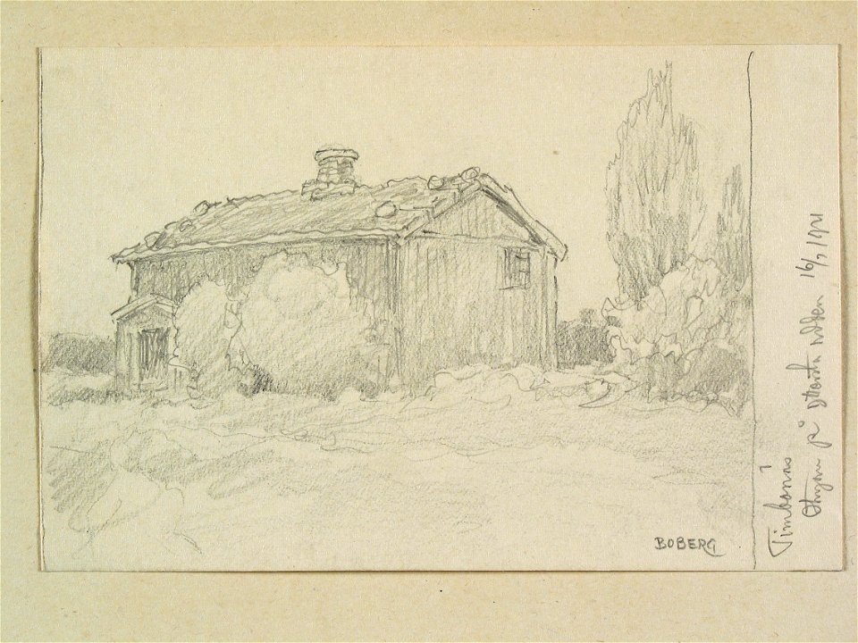 Värmland, Fryksdals hd., Gräsmarks sn., Timbonäs. Stugan på yttersta udden - Nordiska museet - NMA.0088496
