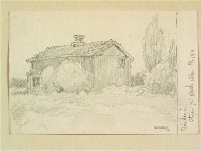 Värmland, Fryksdals hd., Gräsmarks sn., Timbonäs. Stugan på yttersta udden - Nordiska museet - NMA.0088496