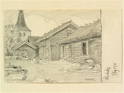Västergötland, Kållands hd., Rackeby sn. Teckning av Ferdinand Boberg - Nordiska museet - NMA.0088582