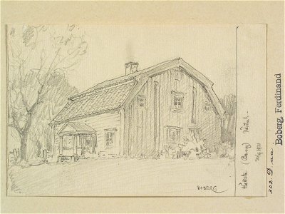 Västmanland, Snefringe hd., Bergs sn., Hällsta. Teckning av Ferdinand Boberg - Nordiska museet - NMA.0088601
