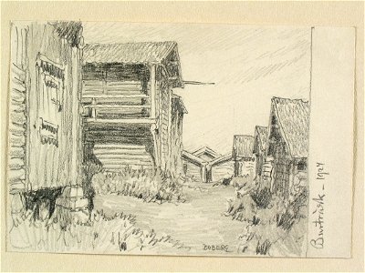 Västerbotten, Burträsk. Teckning av Ferdinand Boberg - Nordiska museet - NMA.0088523
