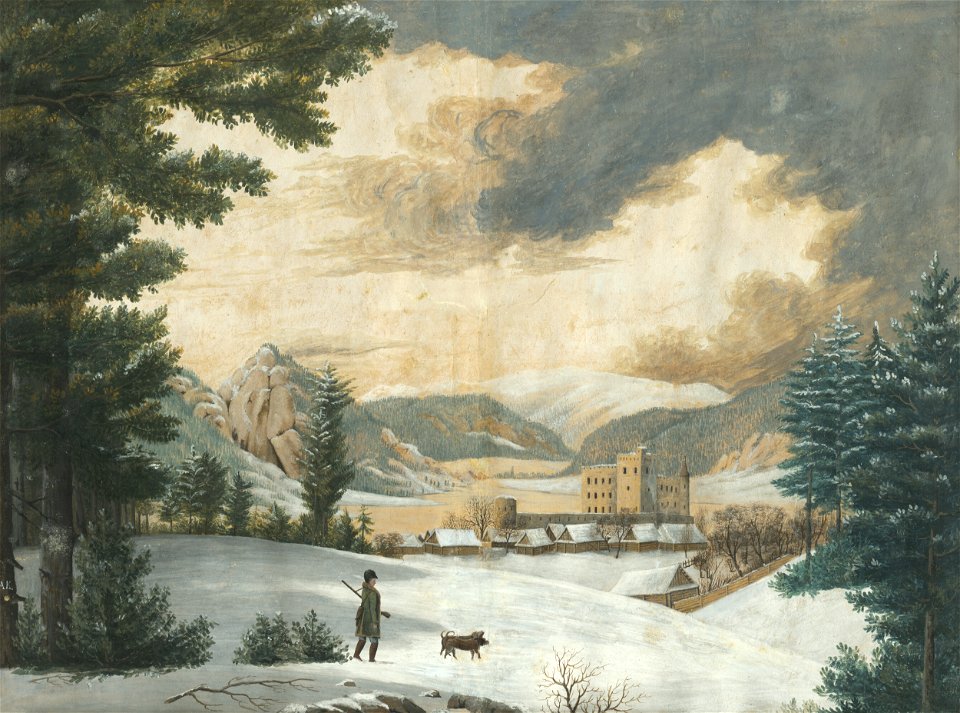 Východoslovenský maliar z 1. polovice 19. storočia - Zimná krajina s poľovníkom - O 187 - East Slovak Gallery