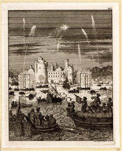 Vuurwerk en gondelvaart bij het doorsteken van de Nijldijk te Caïro, objectnr A 19625