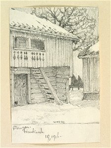 Västergötland, Kinds hd., Finnekumla sn., Stommen. Teckning av Ferdinand Boberg - Nordiska museet - NMA.0088548