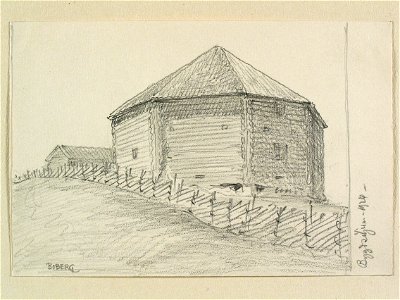 Västerbotten, Burträsks sn., Bygdsiljum. Teckning av Ferdinand Boberg - Nordiska museet - NMA.0088527