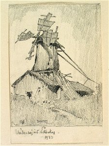 Västergötland, Vadsbro hd., Ekeskogs sn. Väderskog vid Ekeskog . Teckning av Ferdinand Boberg - Nordiska museet - NMA.0088546