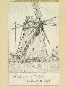 Västergötland, Kåkinds hd., Kåkinds sn., Bredvik. Väderkvarn vid Bredvik (Vättern) - Nordiska museet - NMA.0088570