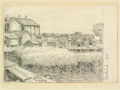 Västerbotten, Burträsk. Teckning av Ferdinand Boberg - Nordiska museet - NMA.0088524