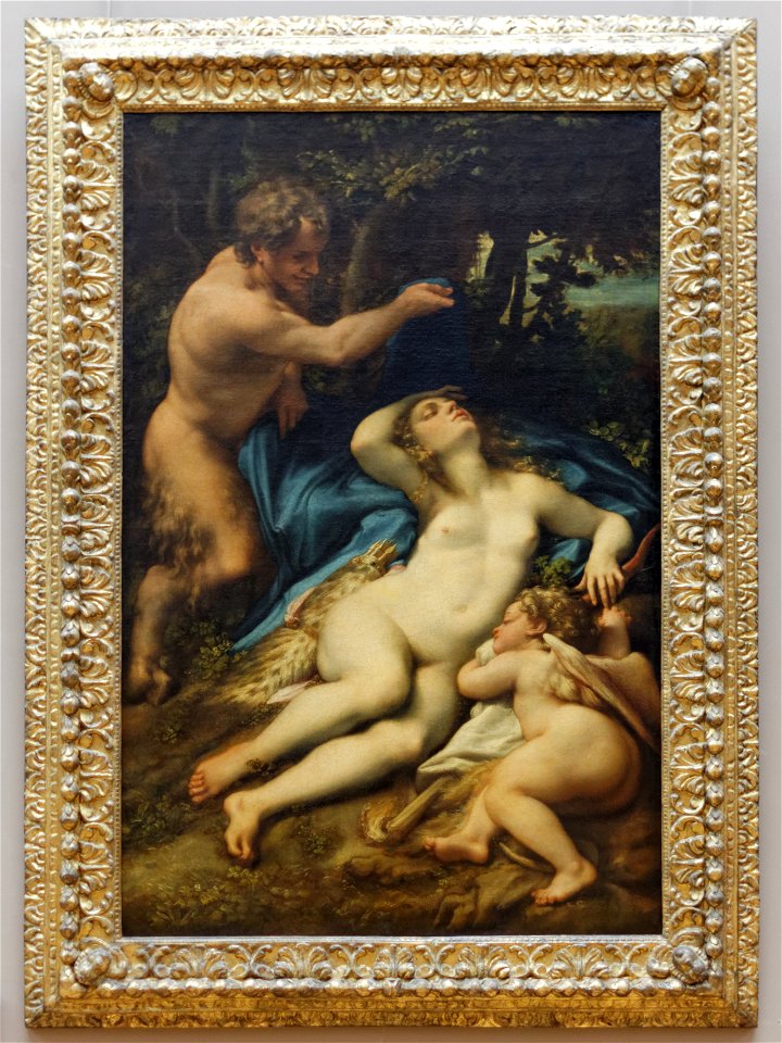 Vénus et l'Amour découverts par un satyre, Corrège (Louvre INV 42) 01