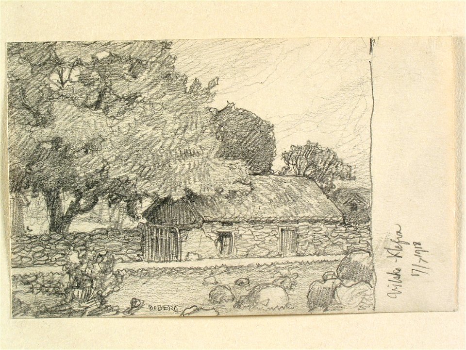 Västergötland, Vilske hd., Kleva sn., Vilske-Kleva. Teckning av Ferdinand Boberg - Nordiska museet - NMA.0088569
