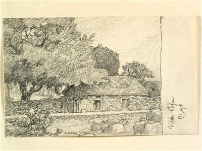 Västergötland, Vilske hd., Kleva sn., Vilske-Kleva. Teckning av Ferdinand Boberg - Nordiska museet - NMA.0088569