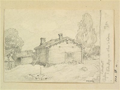 Värmland, Fryksdals härad, Lekvattnets socken, Poptorp. Rökstuga med uthus och källare - Nordiska museet - NMA.0088500