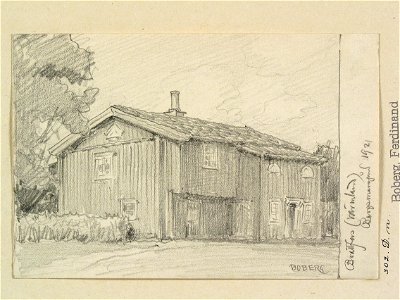 Värmland, Fernebo hd., Brattfors sn., Brattfors. Bergsmansgård. Teckning av Ferdinand Boberg - Nordiska museet - NMA.0088480
