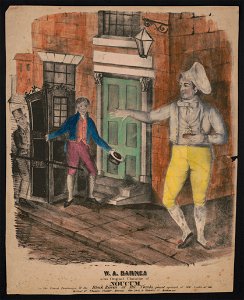 W.A. Barnes in his original character of Noucum in the French pantomine of the Black Raven of the Tombs, played upwards of 300 nights at the Walnut St. Theatre, Philada., Bowery, New York, & LCCN2013651038
