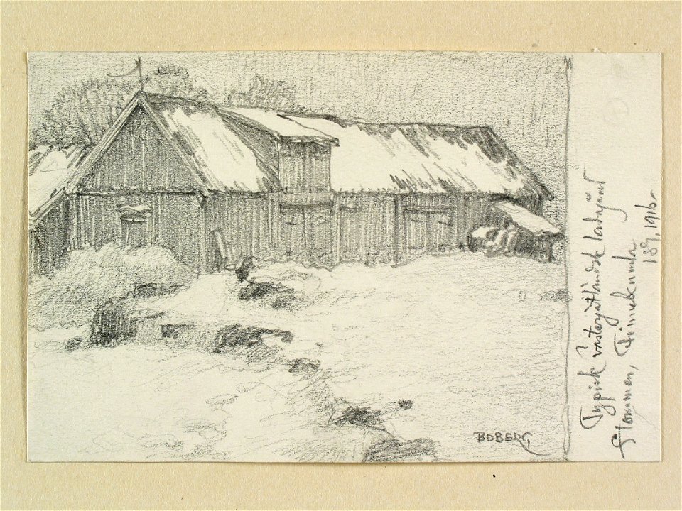 Västergötland, Kinds hd., Finnekumla sn., Stommen. Typisk västgötsk ladugård - Nordiska museet - NMA.0088549