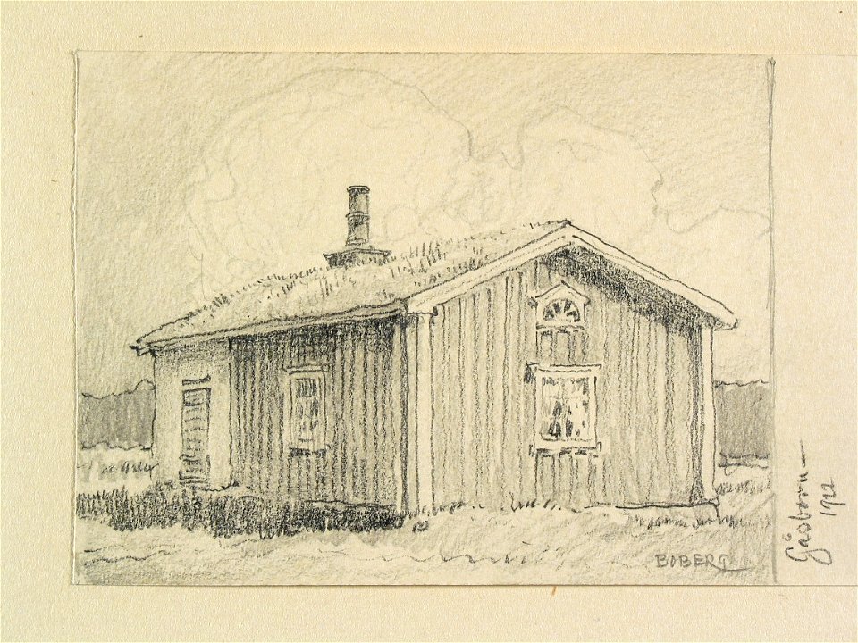 Värmland, Färnebo hd., Gåsborn. Teckning av Ferdinand Boberg - Nordiska museet - NMA.0088494