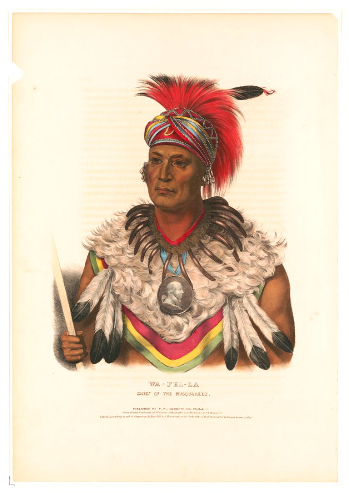 Wa-Pel-La chief of the Musquakees - drawn, printed & coloured at I.T. Bowen's Lithographic Establishment No. 94 Walnut St. LCCN95502154