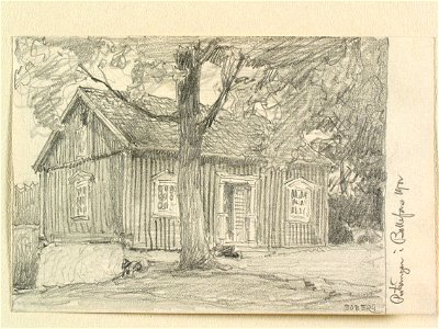 Västergötland, Vadsbo hd., Bällefors, Pulsängen. Teckning av Ferdinand Boberg - Nordiska museet - NMA.0088540