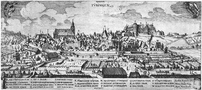 W Holar nach J Ramsler - Tübingen von Norden (Kupferstich 1629-33 LuL.JGR37)