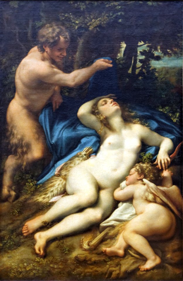 Vénus et l'Amour découverts par un satyre, Corrège (Louvre INV 42) 02