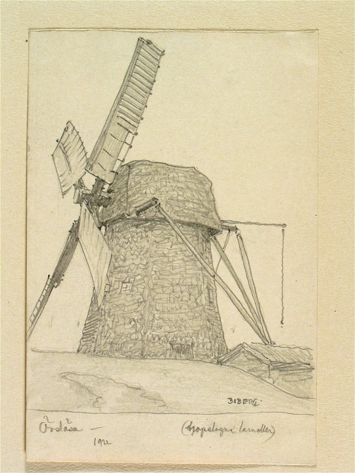 Västergötland, Kållands hd., Örslösa. Väderkvarn ( ihopslagna lameller ) - Nordiska museet - NMA.0088597