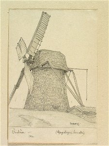Västergötland, Kållands hd., Örslösa. Väderkvarn ( ihopslagna lameller ) - Nordiska museet - NMA.0088597