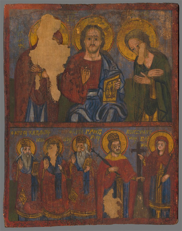 Východoslovenský maliar z konca 18. storočia - Deesis so sv.Charlampím, sv. Jánom Zlatoústym, sv. Gregorom Nazianskym, sv. Konštantínom a Helenou - O 213 - Orava Gallery