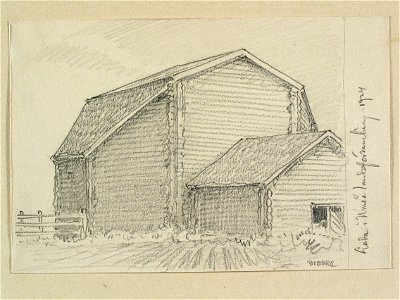 Västerbotten Lada i Umeå landsförsamling . Teckning av Ferdinand Boberg - Nordiska museet - NMA.0088538