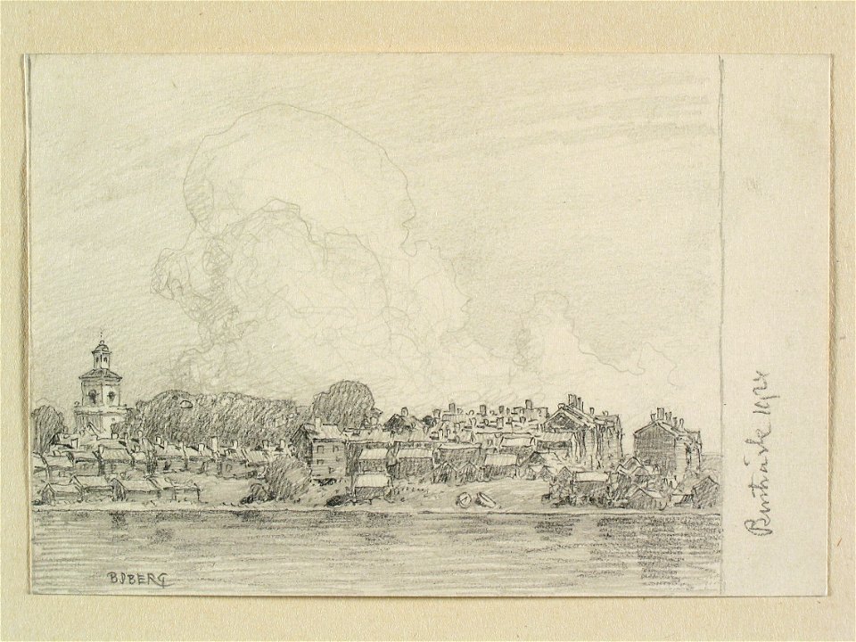 Västerbotten, Burträsk. Teckning av Ferdinand Boberg - Nordiska museet - NMA.0088519