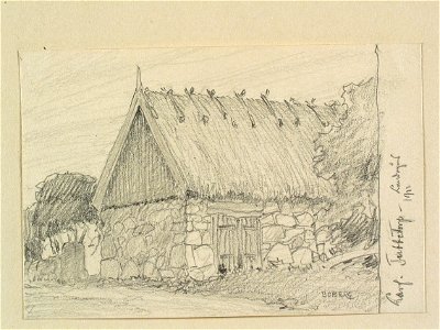 Västergötland, Laske hd., Larvs sn. Ladugård i Tubbetorp. Teckning av Ferdinand Boberg - Nordiska museet - NMA.0088573