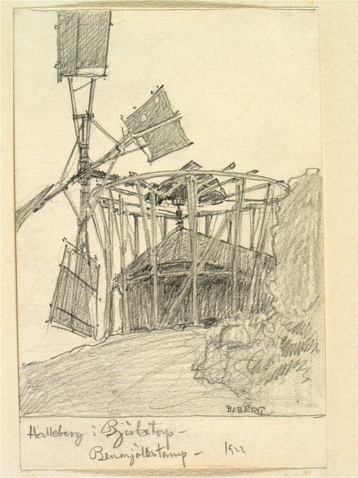Västergötland, Bollebygds hd., Björketorps sn. Benmjölsstamp, Halleberg - Nordiska museet - NMA.0088541