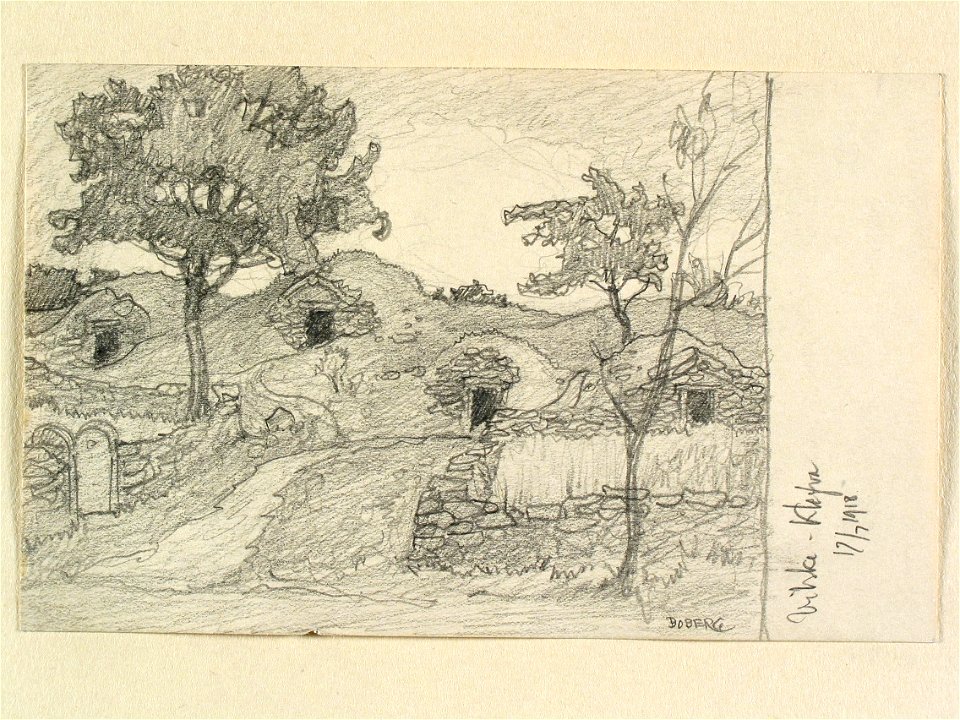 Västergötland, Vilske hd., Kleva sn., Vilske-Kleva. Teckning av Ferdinand Boberg - Nordiska museet - NMA.0088568