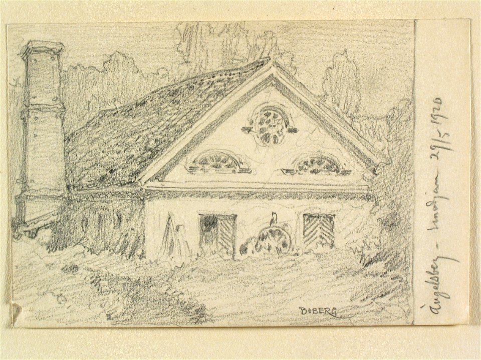 Västmanland, Gamla Norbergs blg., Västervåla sn. Smedjan i Ängelsberg. Teckning av Ferdinand Boberg - Nordiska museet - NMA.0089392