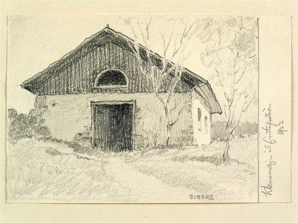 Värmland, Färnebo hd., Gåsborns sn. Klensmedjan vid Gustafsström. Teckning av Ferdinand Boberg - Nordiska museet - NMA.0089411