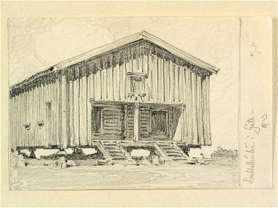 Värmland, Jösse hd., Arvika sn. Dubbelhärbre i Gate . Teckning av Ferdinand Boberg - Nordiska museet - NMA.0088478