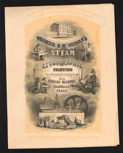 Wagner & McGuigan's Steam Lithographic Printing Establishment, No. 4 Athenian Buildings, Franklin Place, Philadelphia LCCN2014648374