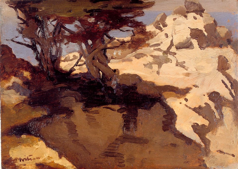 W.A. Witsen - Strand in Monterey, Californië - W277 - Cultural Heritage Agency of the Netherlands Art Collection