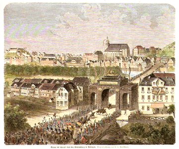 W v Breitschwert - Einzug des Königs Karl in Tübingen, kol Holzschnitt 1865 Inv.4133 (SW029)
