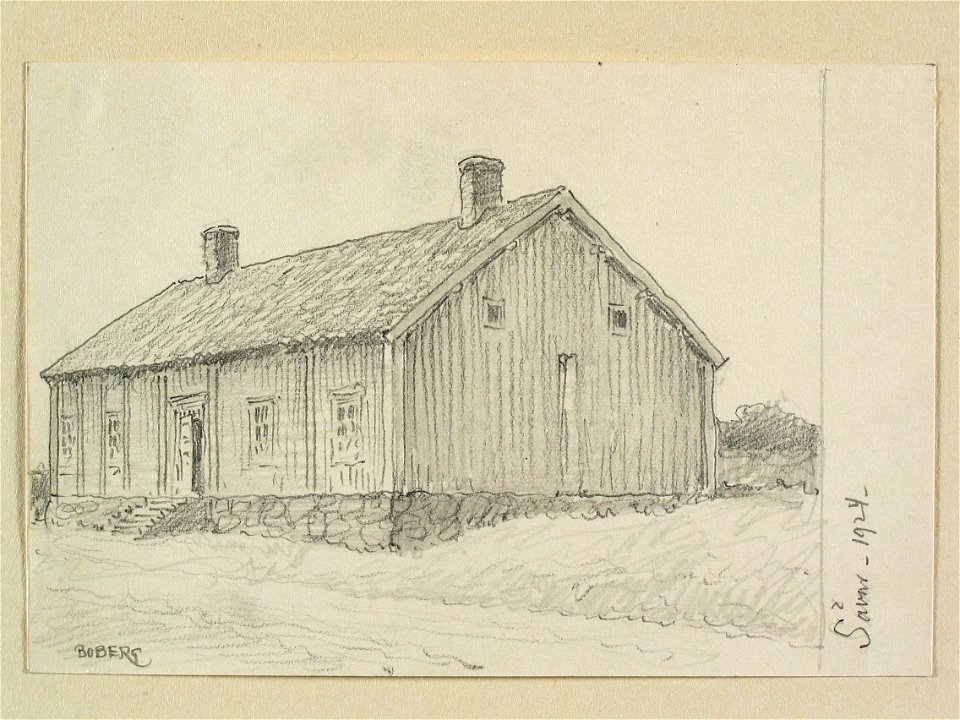Västerbotten, Sävar. Teckning av Ferdinand Boberg - Nordiska museet - NMA.0088533