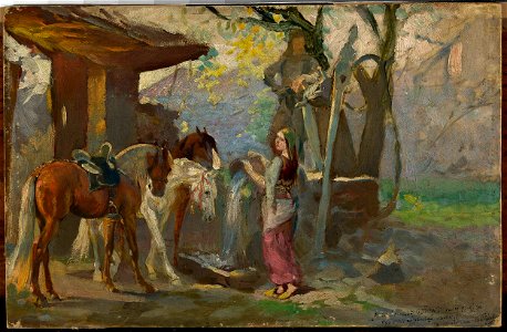 Wacław Pawliszak - Horses at the waterhole, sketch - MP 784 MNW - National Museum in Warsaw