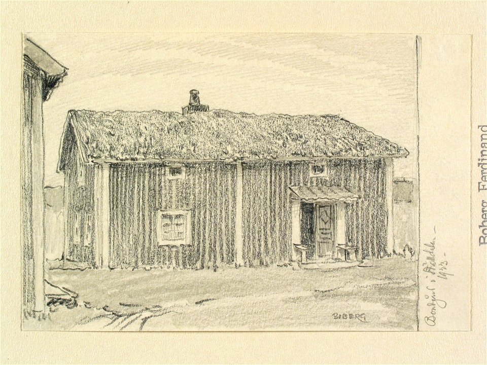Västmanland, Ljusnarsbergs sn. Bondgård i Ställdalen . Teckning av Ferdinand Boberg - Nordiska museet - NMA.0088611